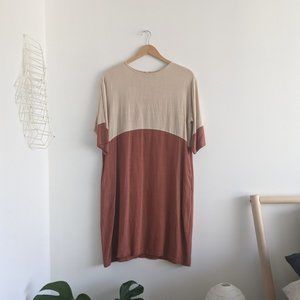 Terra Cotta Colour Block Linen Dress
